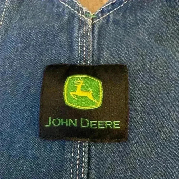 John Deere Unisex Kids Denim Bib Overalls Size 2T Blue Cotton Adjustable Straps - Picture 6 of 7